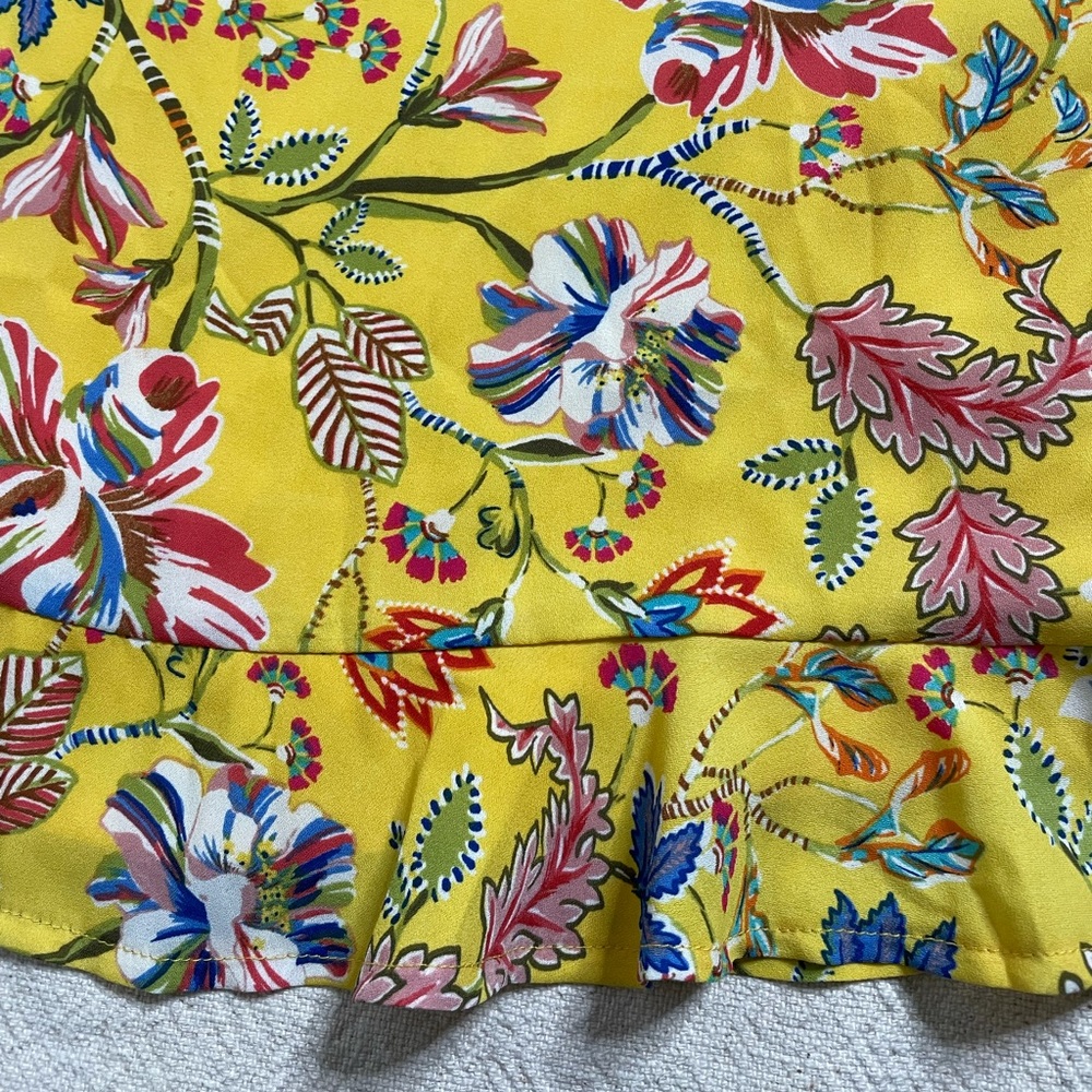 L*Space Yellow Floral Tropical Print Mini Dress S Beach Vacation Festival Party - Picture 2 of 5